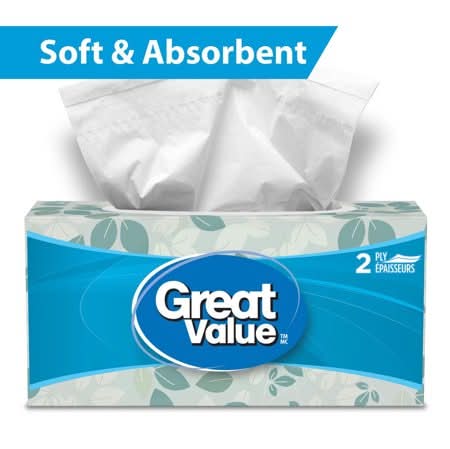 Great Value Soft and Absorbent Hypoallergenic Facial Tissues (250 g)