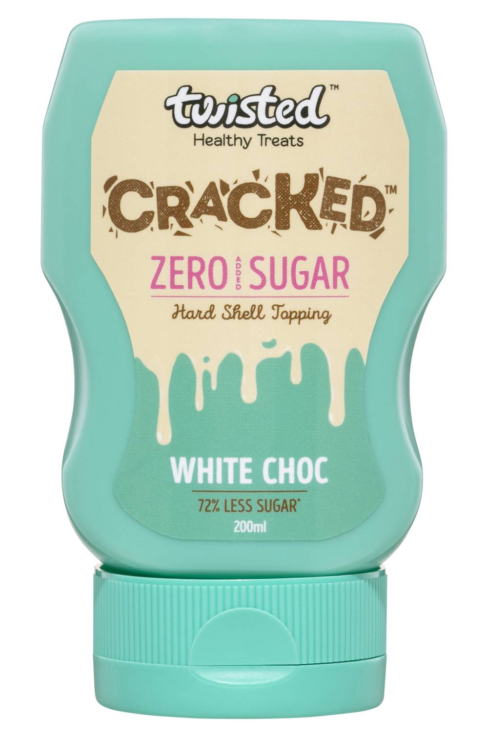 Twisted Cracked Zero Added Sugar Hard Shell Topping, White Chocolate (200mL)