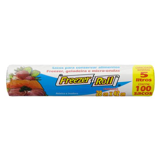 Freezer-roll sacos para alimentos freezer e geledeira 5l (100 unidades)