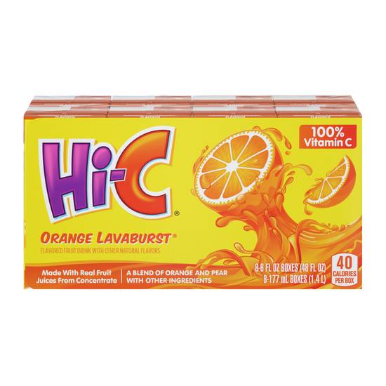 Hi-C Orange Lavaburst Fruit Drink (8 ct, 6 fl oz)