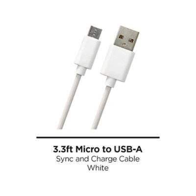 Micro Sync Charge Cable White 3 Ft - Ea