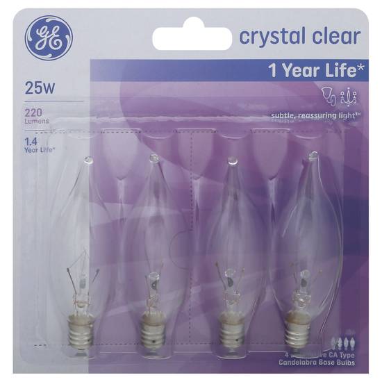 Ge Crystal Clear Ca Type Candelabra Base Bulbs