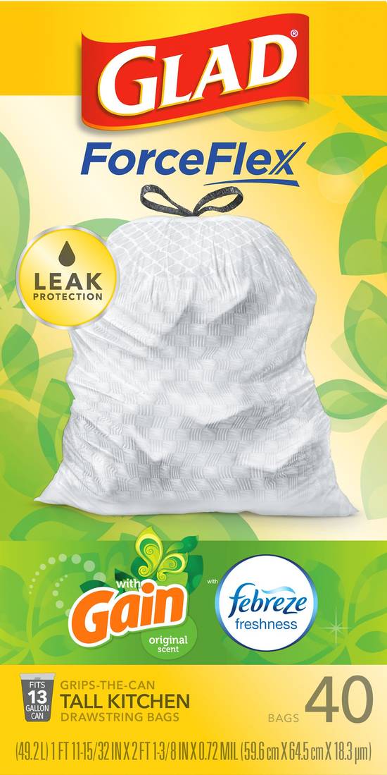 Sensational Drawstring Tall Kitchen Trash Bags 13 Gallon Lemon 40ct, Pack  of 1