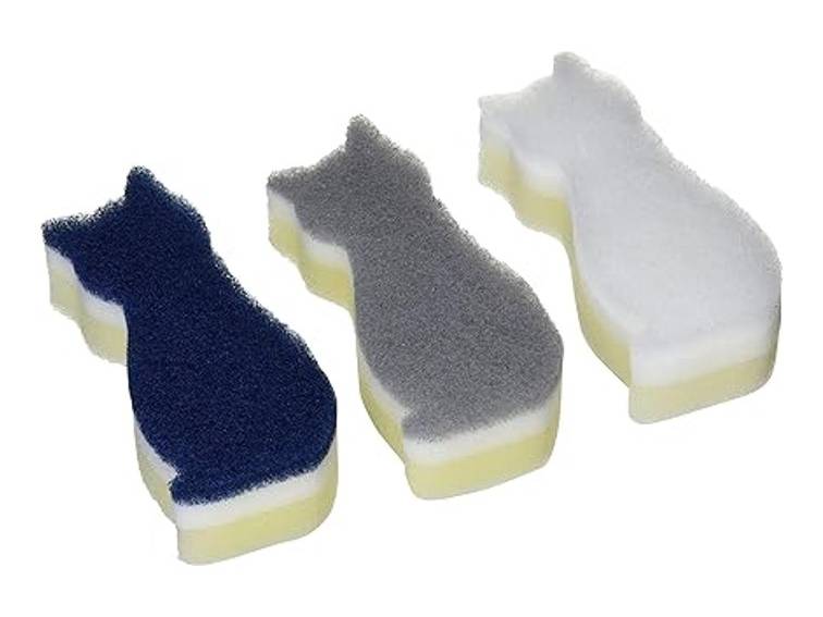ワイズ　CARAful抗菌ソフトキッチンスポ��ンジ　ねこ　3個組　J-015