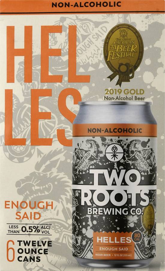 Two Roots Helles Enough Said Non-Alcoholic Beer (6 ct, 12 fl oz)