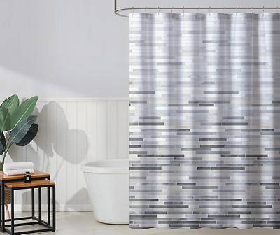 Real Living Dashed Line Peva Shower Curtain (gray-white)