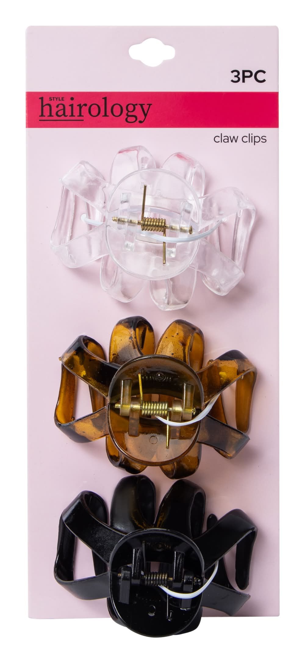 Flat Claw Clips 3-Pack Black Shiny