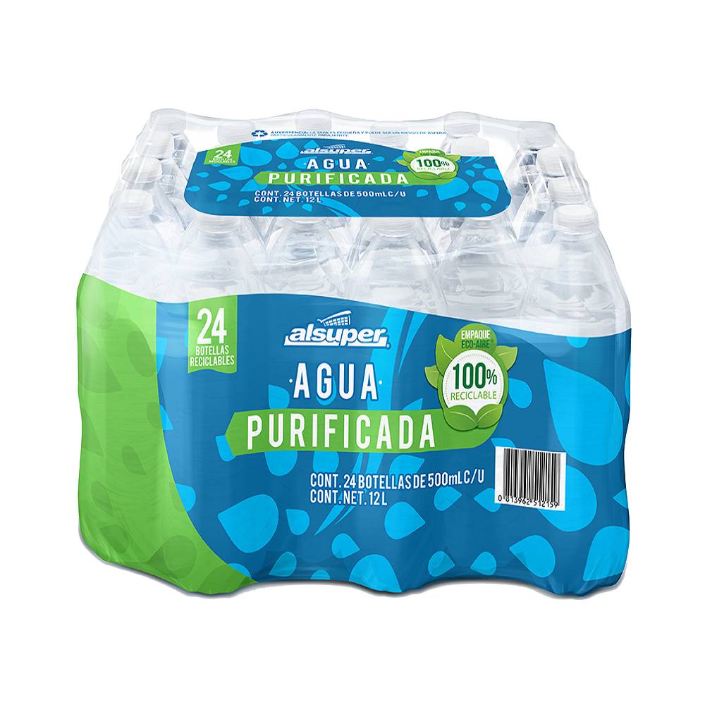 Alsuper agua purificada (pack 24 x 500 ml)