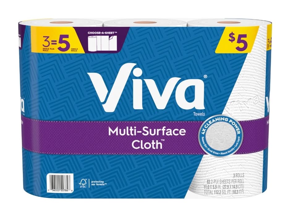 Viva Multi Surface Paper Towels Rolls, 11x5.9 in (3 ct)