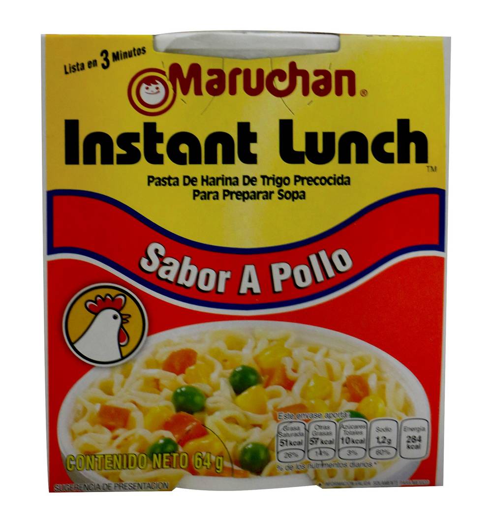 Maruchan · Instant lunch sopa instantánea con mezcla de condimentos deshidratados, pollo (64 g)