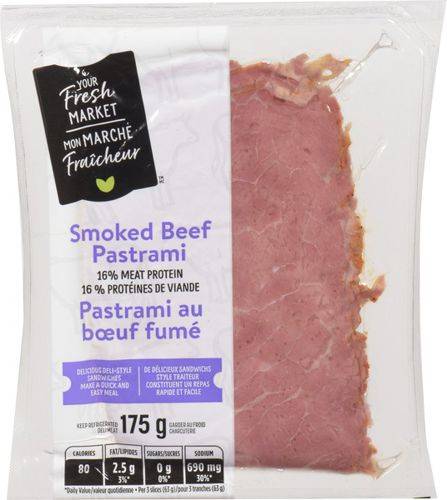 Your fresh market pastrami de bœuf fumé (175 g) - smoked beef pastrami (175 g)