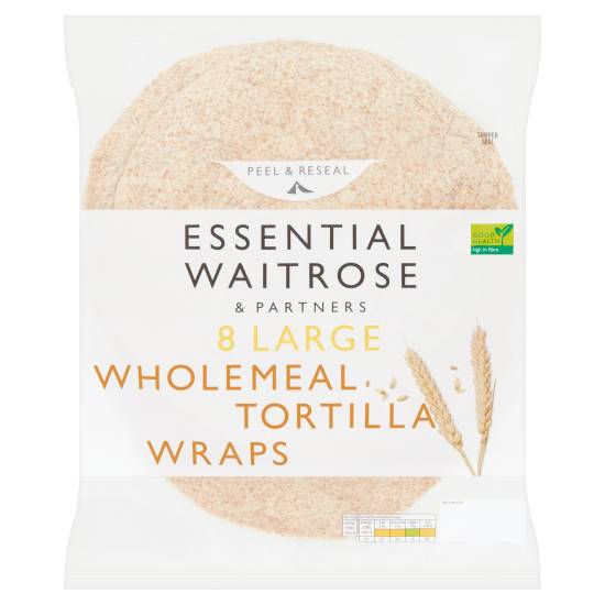 Waitrose & Partners Essential Large Wholemeal Tortilla Wraps (8 pack)