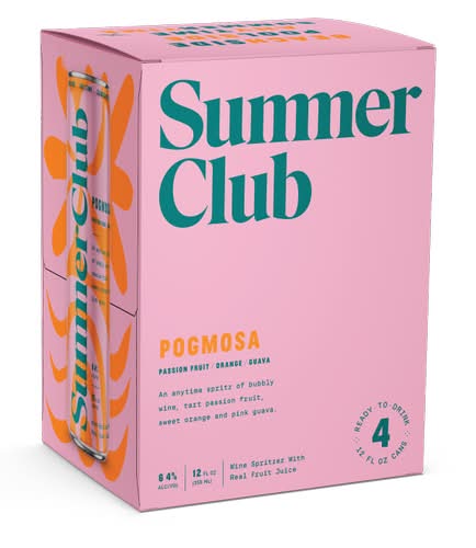 Summer Club Pogmosa Wine Spritzer With Real Fruit Juice, Assorted (4 x 12 fl oz)