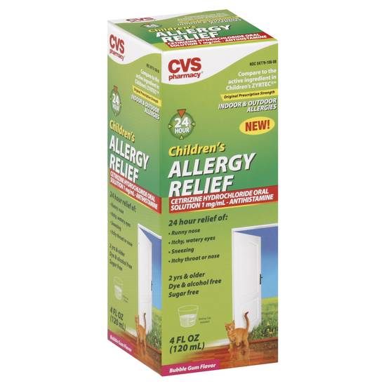 Cvs Original Prescription Children's Strength Oral Solution Bubble Gum Allergy Relief