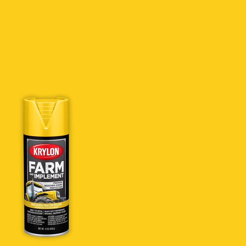 Krylon Farm and Implement High-gloss Tractor Yellow Spray paint ( NET WT. 12-oz ) | K01934008