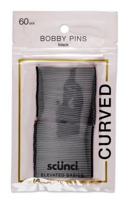 Scunci Curved Metal Bobby Pins For All Hair, Black (60 ct)