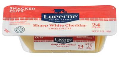 Lucerne Snacker Cuts Sharp White Cheddar Sliced Cheese (7 oz, 24 ct)