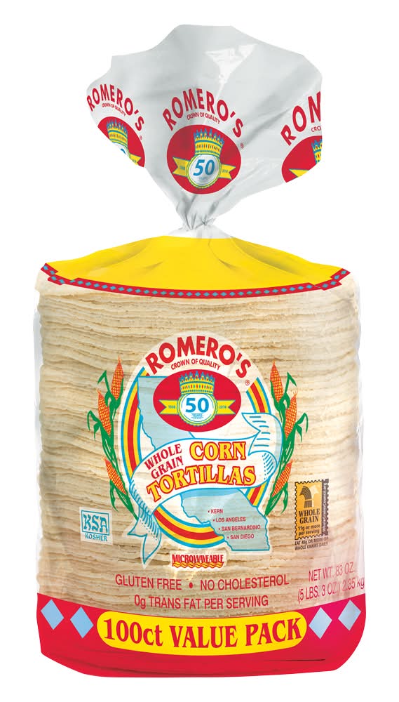 Romero's Whole Grain Corn Tortillas (83 oz, 100 ct)