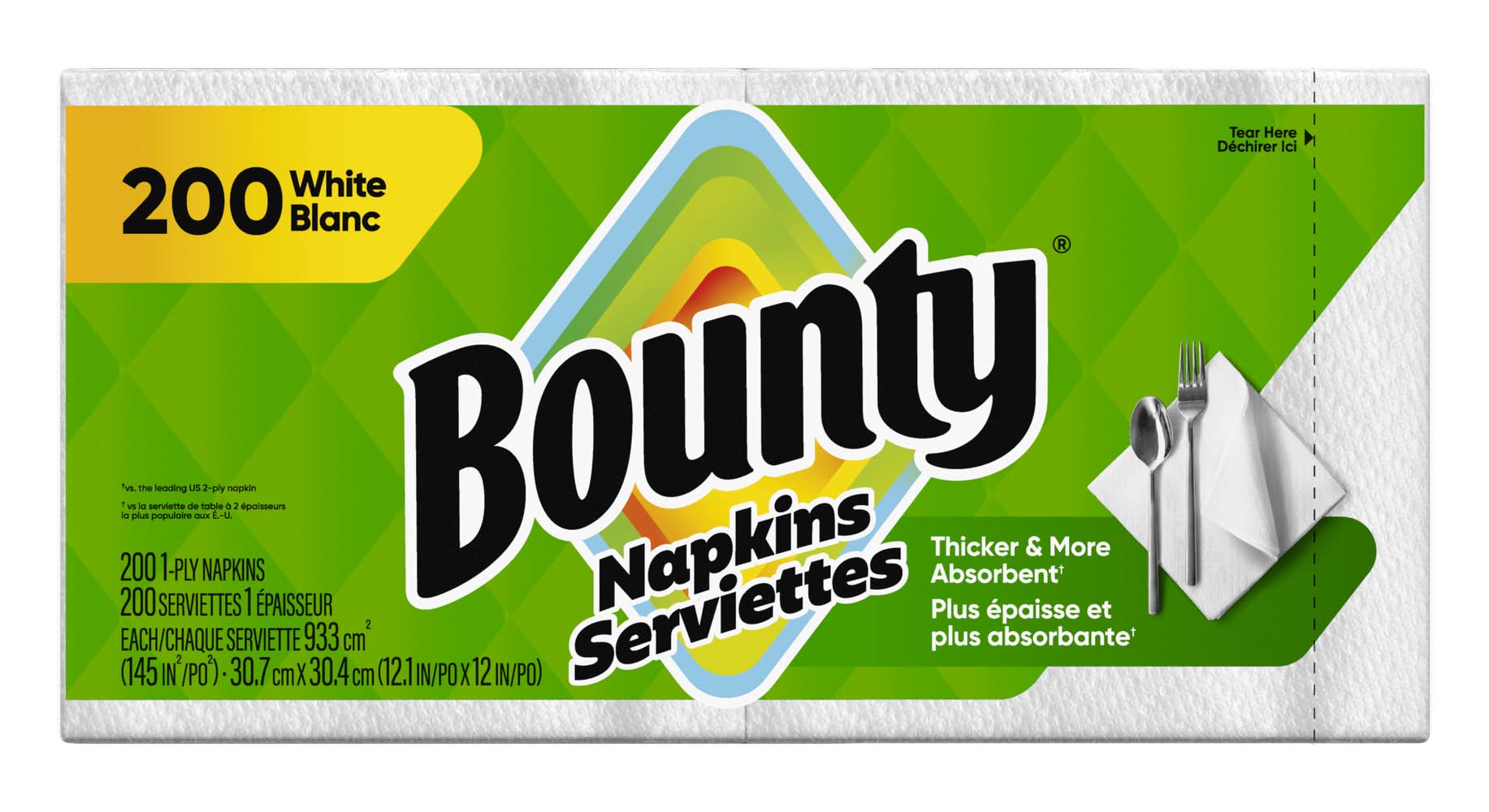 Bounty Paper Napkins, 12.1x12 in, White (200 ct)
