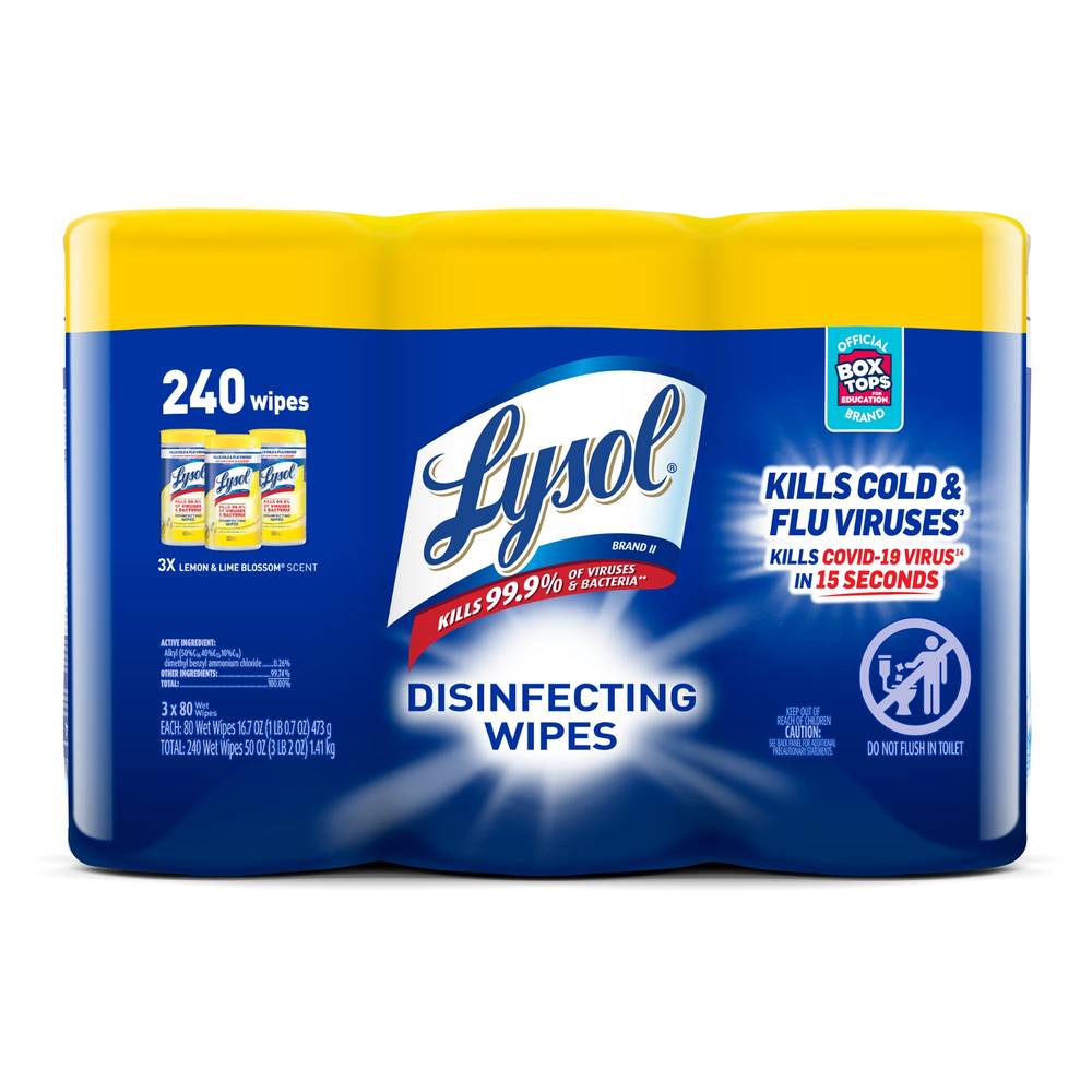 LYSOL 240-Count Lemon and Lime Blossom Disinfectant Wipes All-Purpose Cleaner (3-Pack) | 1920084251