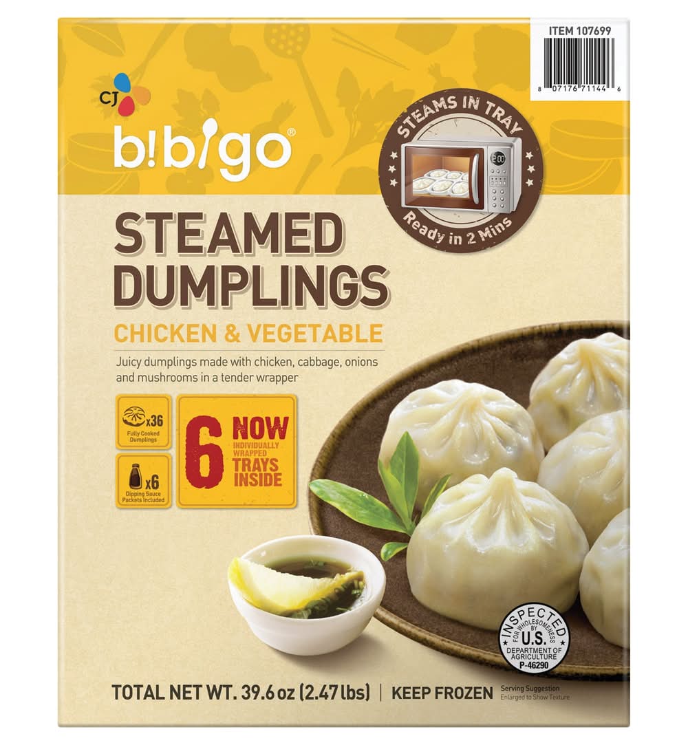 bibigo Steamed Chicken & Vegetable Dumplings (39.6 oz, 6 ct)