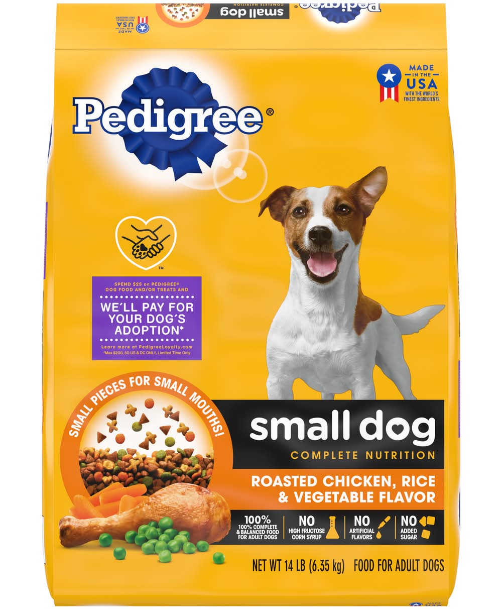 Pedigree Complete Nutrition Small Dry Dog Food, Roasted Chicken Rice & Vegetable, Adult (14 lbs)