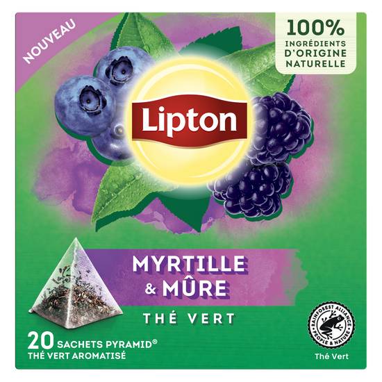 Lipton - Thé vert (32 g) (myrtille - mûre)