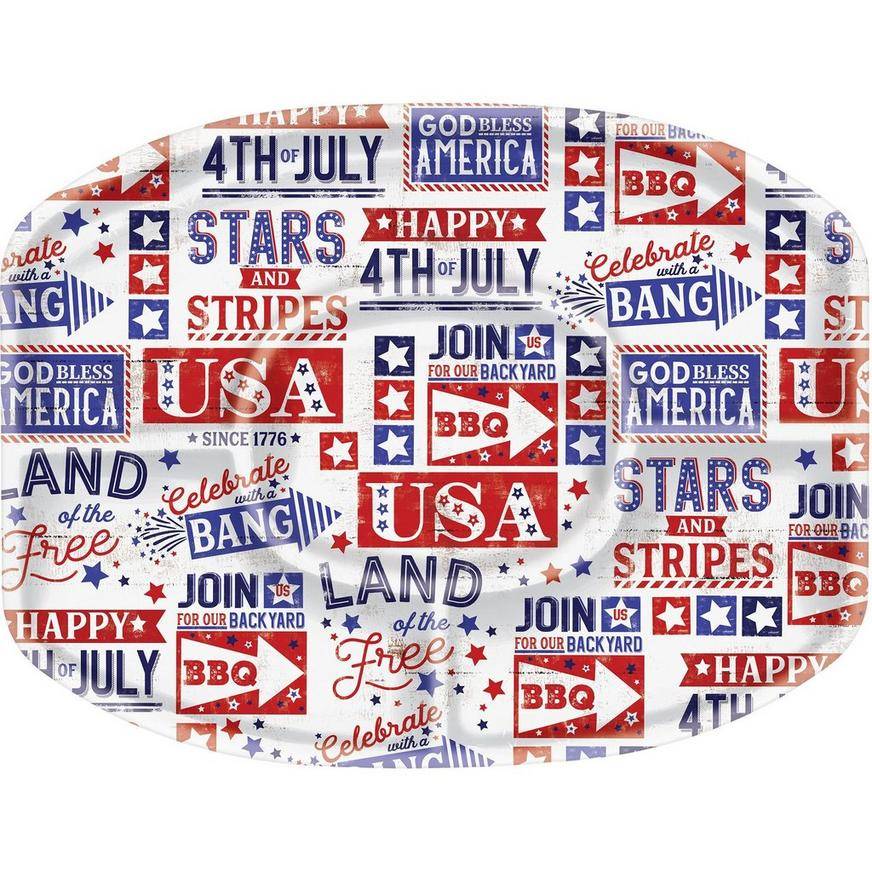 Patriotic Red, White Blue 4th of July Sectional Platter