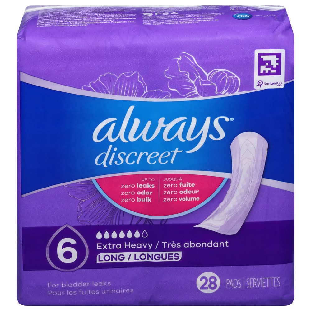 Always Discreet Long Extra Heavy Pads (28 ct)