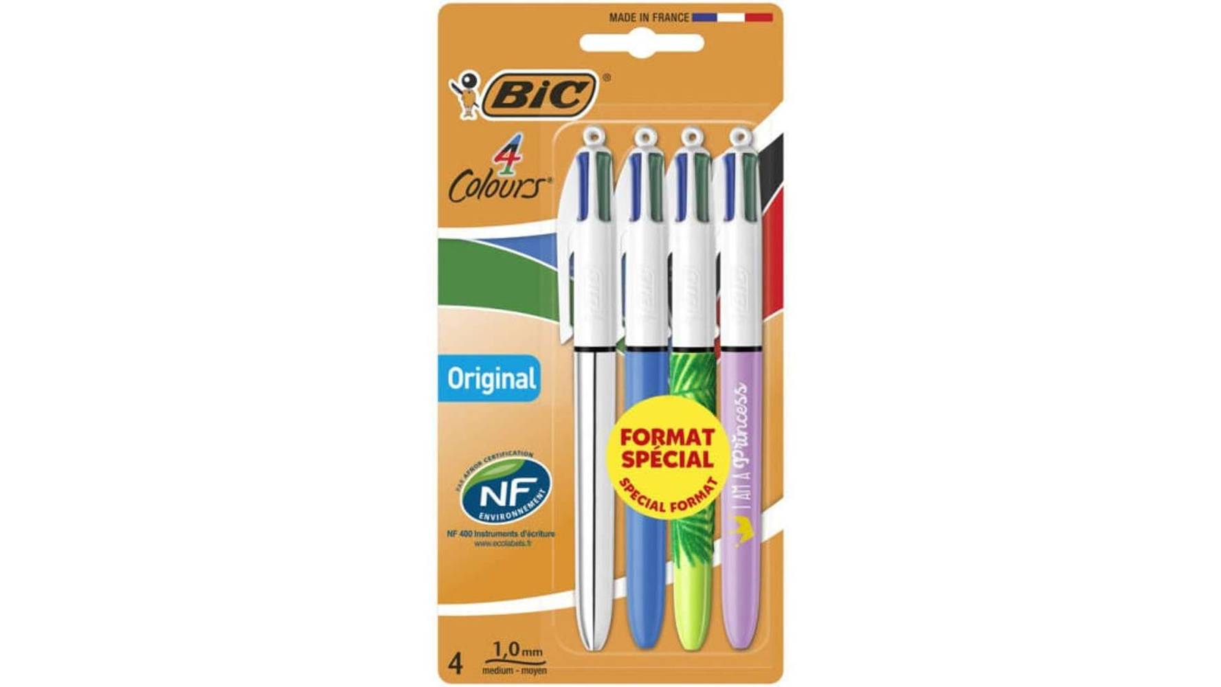 BiC stylos à bille rétractables 1.0 mm (4 unités) (M/Assortis)