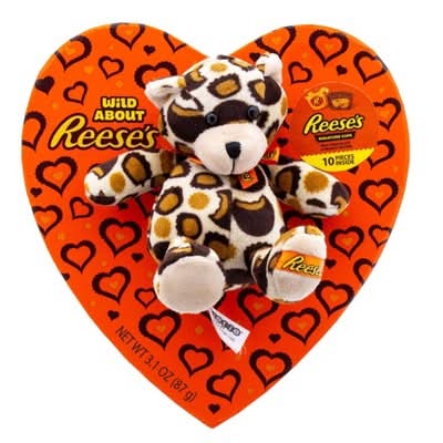 Reese's Valentine's Heart Box Candy With Bear Plush (3.1 oz, 10 ct)