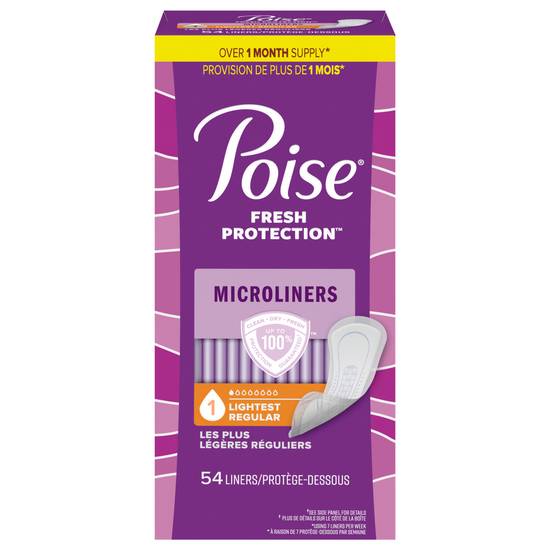 Poise Regular Length Lightest Absorbency Microliners (54 liners)