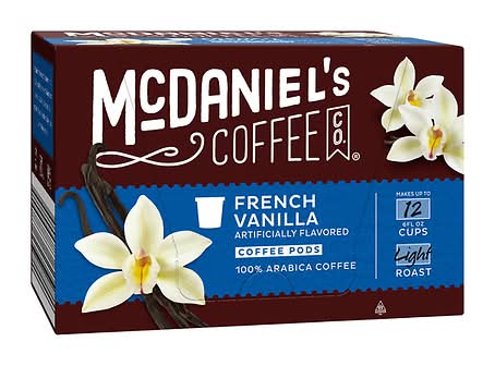 McDaniel's Coffee Co. 100% Arabic Light Roast Coffee Pods, French Vanilla (4.02 oz, 12 ct)