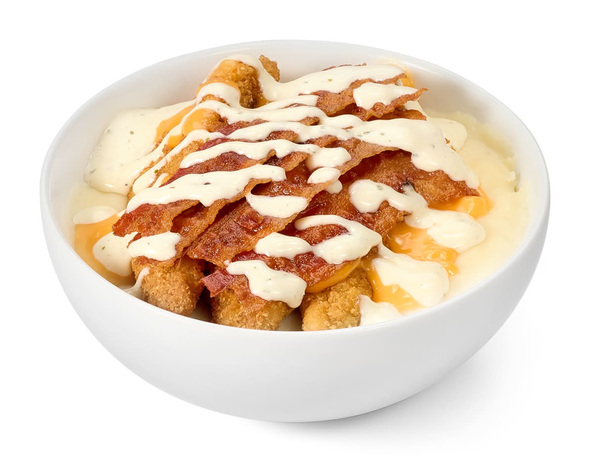 Breaded Chicken Bacon Ranch Mashed Potatoes Bowl