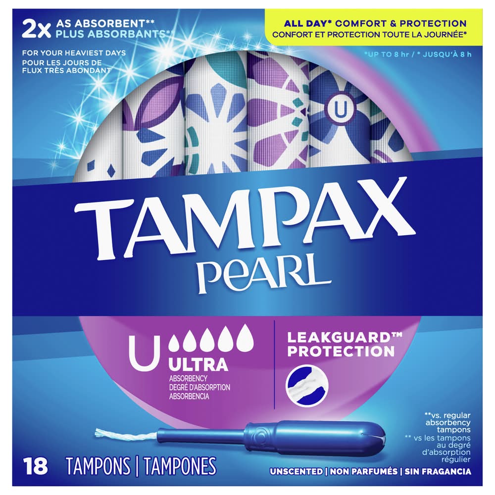 Tampax Pearl Leakguard Braid Protection Ultra Absorbency Tampons (18 ct)