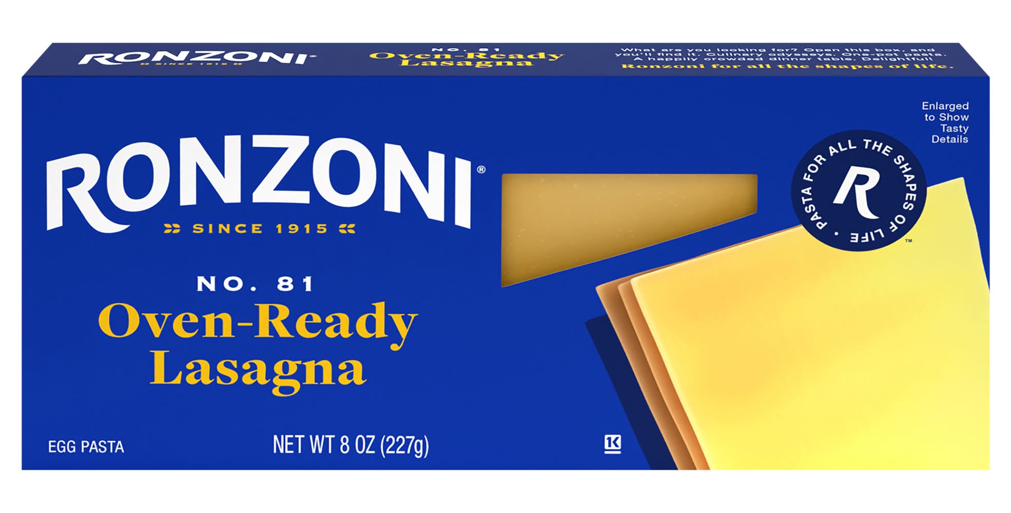 Ronzoni Oven Ready Lasagna No.81 Pasta (8 oz)