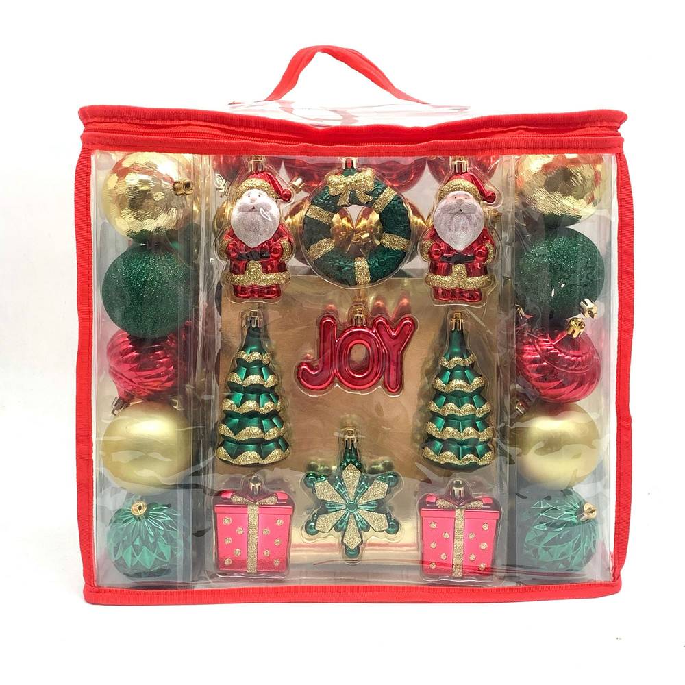 Holiday Living 72-count Multi Red, Green, and Gold Shatterproof Ornament Set | 014-98193-24-1