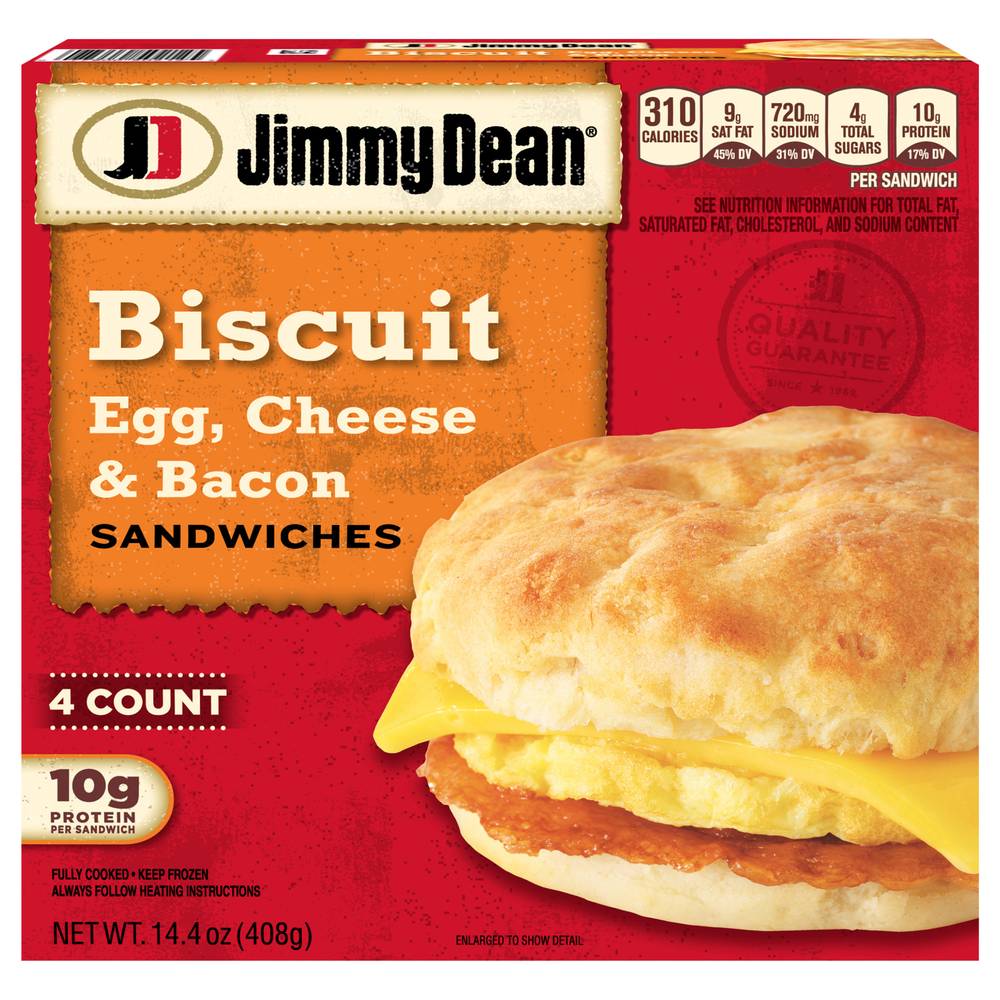 Jimmy Dean Biscuit Bacon Egg & Cheese Sandwiches (14.4 oz)