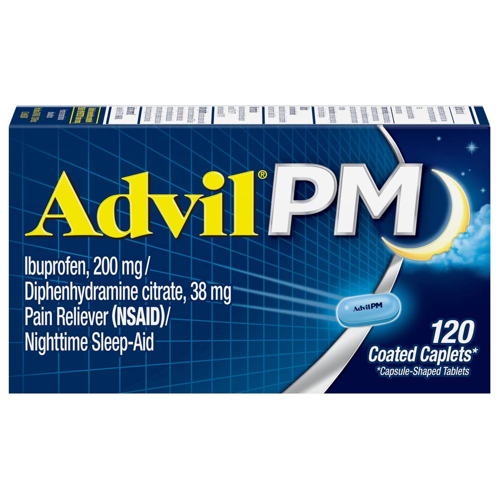 Advil Pm Ibuprofen Pain Reliever/Nighttime Sleep-Aid Coated Caplets (120 ct)