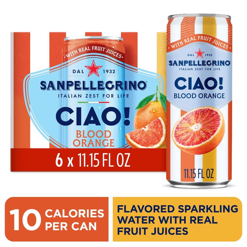 San Pellegrino Ciao Italian Sparkling Water, Blood Orange (6 x 11.15 fl oz)