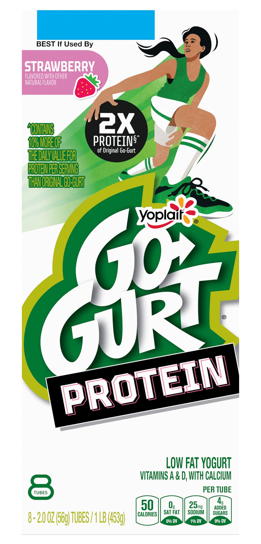 Go-Gurt Protein Kids Low Fat Yogurt Snacks, Strawberry (1 lbs, 8 ct)