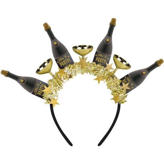 Time to Party Champagne Bottle Glass New Year's Eve Foil Plastic Headband
