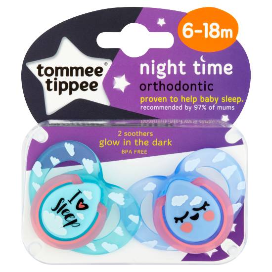 Tommee Tippee Night Time Orthodontic Soothers 6-18m