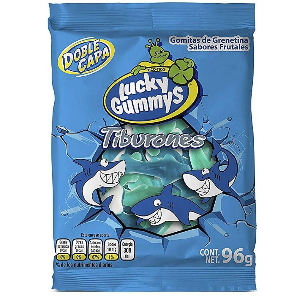 Lucky Gummys · Gomitas frutales tiburones (96 g)