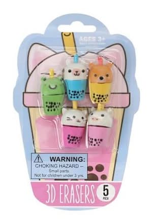 Novelty 3D Erasers 5-Pack Spring Boba
