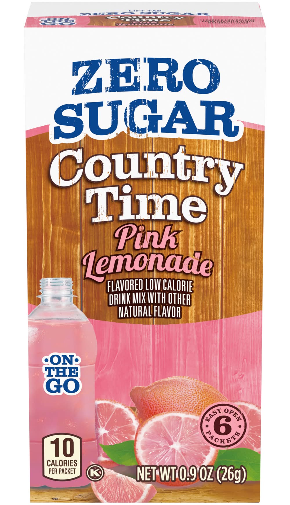 Country Time Zero Sugar Drink Mix On-The-Go Packets, Pink Lemonade (0.9 oz, 6 ct)