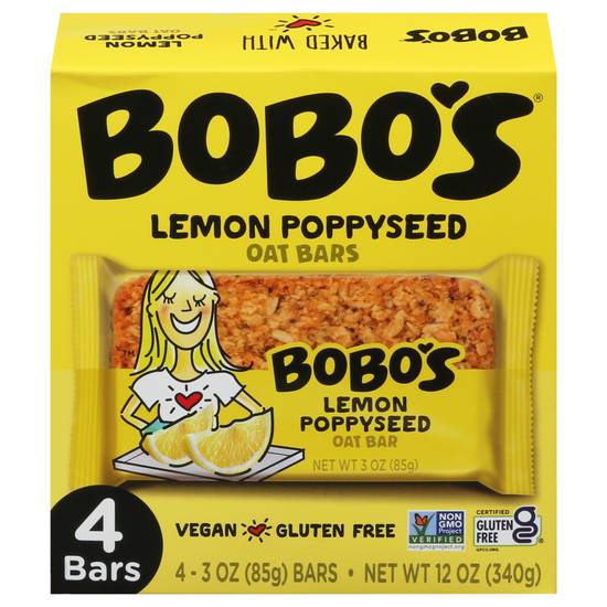 Bobo's Lemon Poppyseed Oat Bars (4 x 3 oz)
