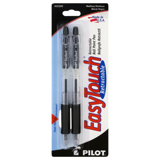Easytouch Pilot Retractable Medium Black Ball Point Pen (2 ct)