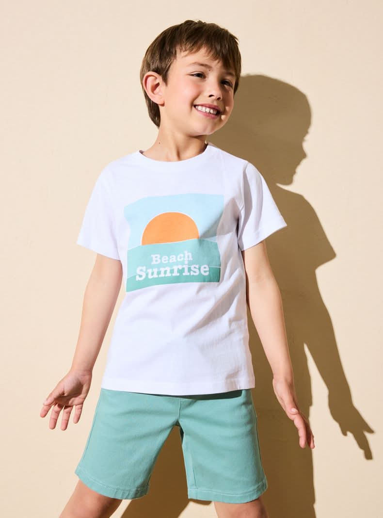 Tribu Polera Básica Estampada Niño blanco 6