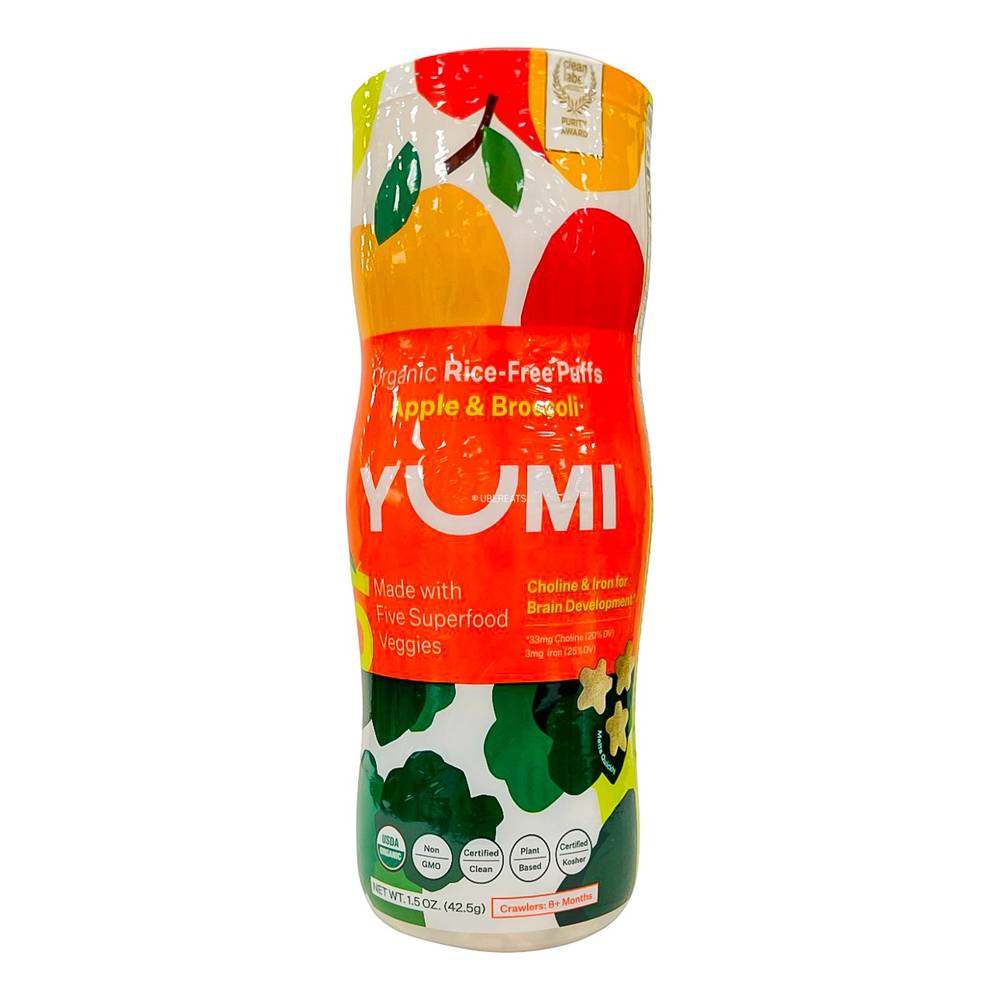 YUMI Clean Label Certified Organic Puffs, Apple Broccoli Baby Snacks - 1.5oz
